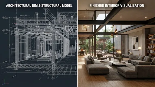 Comparación BIM LOD 400 y Obra Terminada Fecotec