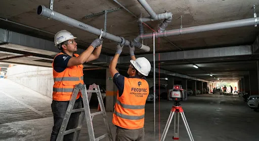 Red cloacal y pluvial con cañerías de PVC y estación de bombeo