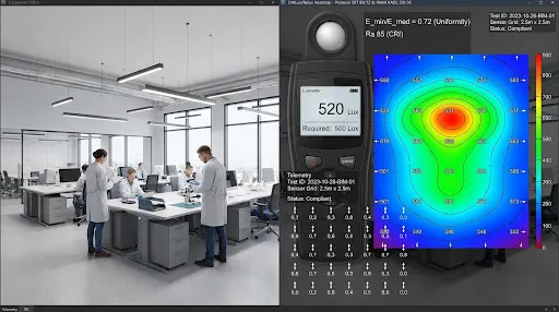 Estudio Luminotécnico y Medición con Luxómetro Protocolo SRT 84/12